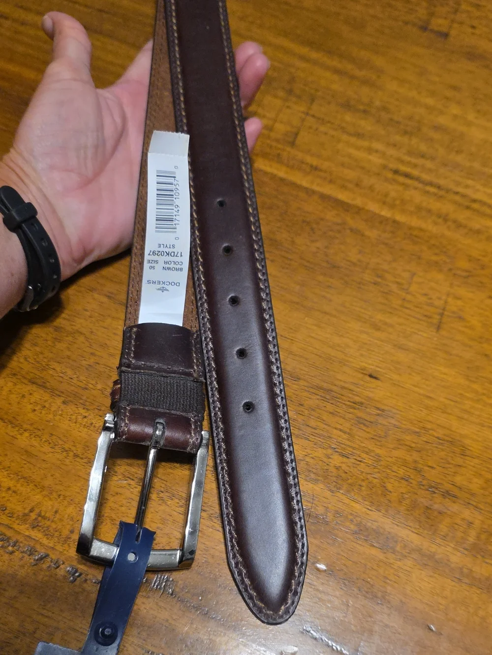 Dockers Nwt Sz 50 Brown Leather Belt with Silver Buckle